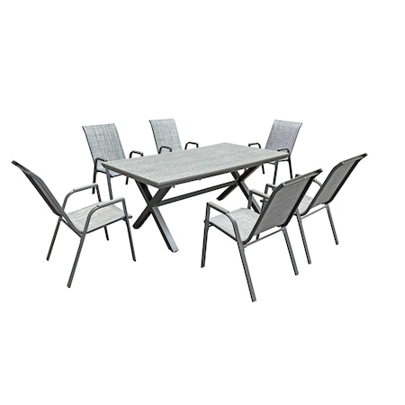 Deko Living Outdoor Dining Chairs and Table Set, 7 Piece, Gray COP30702BLK